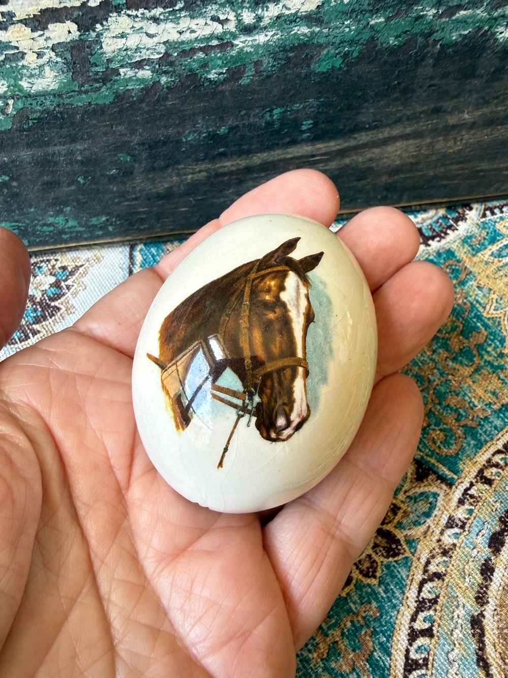 Horse Head Ceramic Egg Figurine The Egg Lady Decorative Egg Equestrian Decor